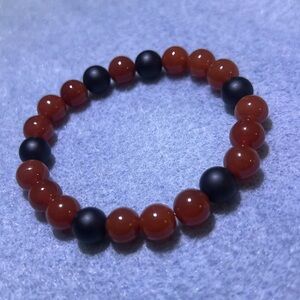 Red and Black Beaded Bracelet with Polished Finish